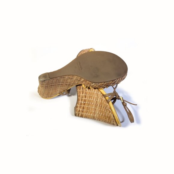 PRADA Sandals Womens Platform Wedge Size 39 Eur | US Size 8.5 - Picture 9 of 9